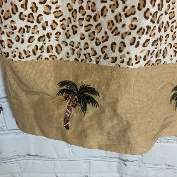 Coldwater Creek Animal Print Palm Tree Silk Blend Skirt Size 16 - Picture 2 of 4